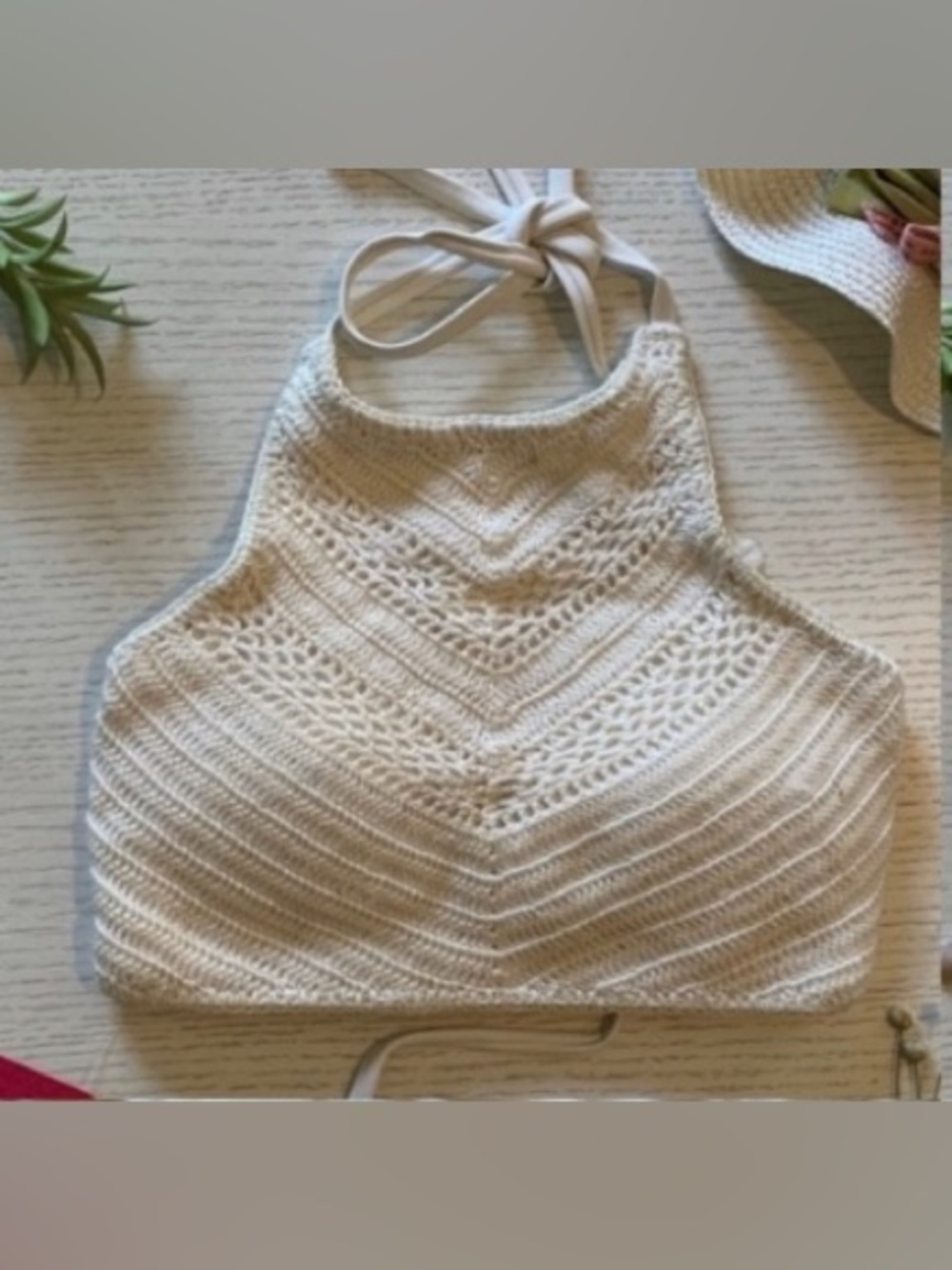 Xhilaration Crochet High-Neck Bikini Top In Ivory - Picture 2 of 3